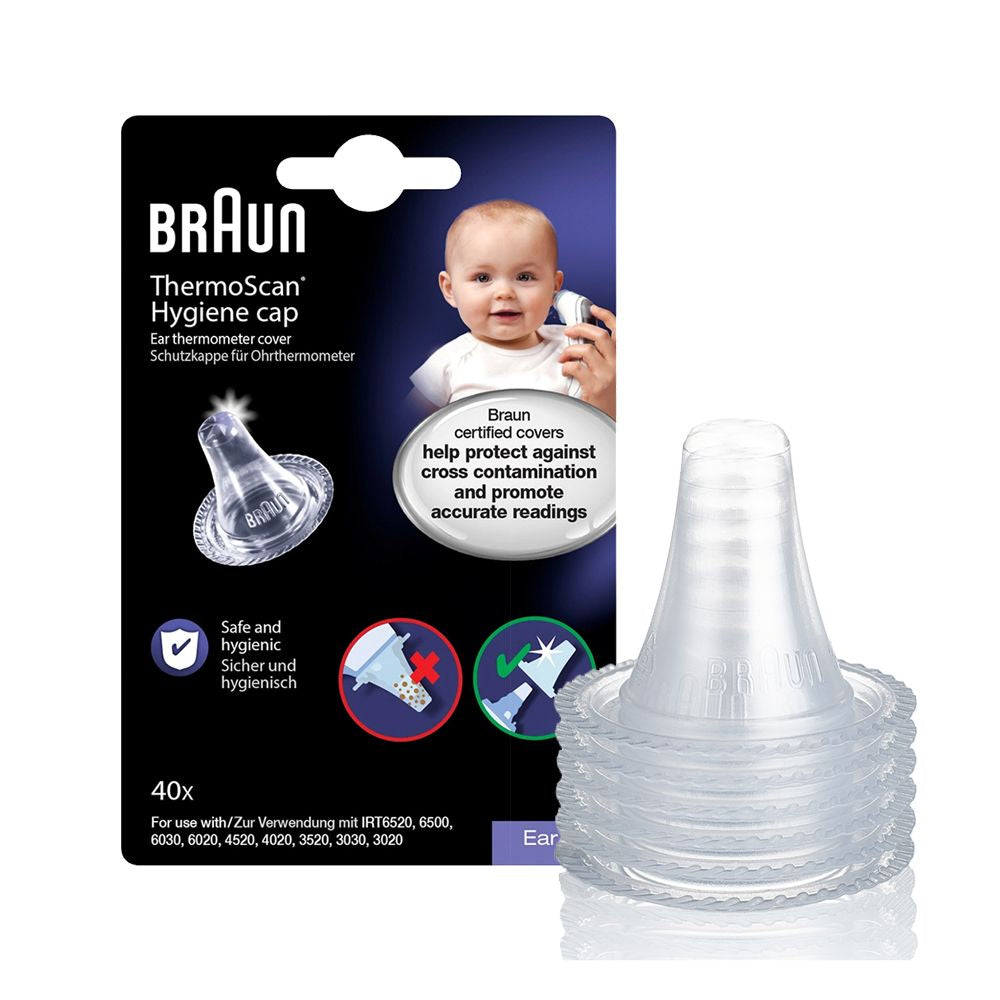 Braun ThermoScan Hygiene Cap LF 40, Ear Thermometer Cap Disposable Probe Covers, Pack of 40