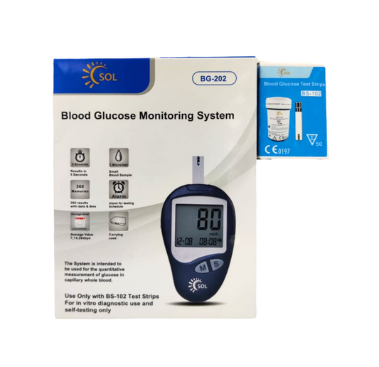 Sol Blood Glucose Monitoring Device + 75 Strips