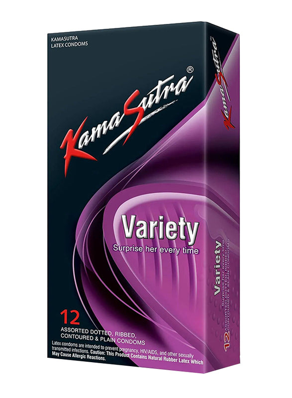 Kamasutra Assorted Dotted Variety Contoured & Dotted Condoms 12 Pcs