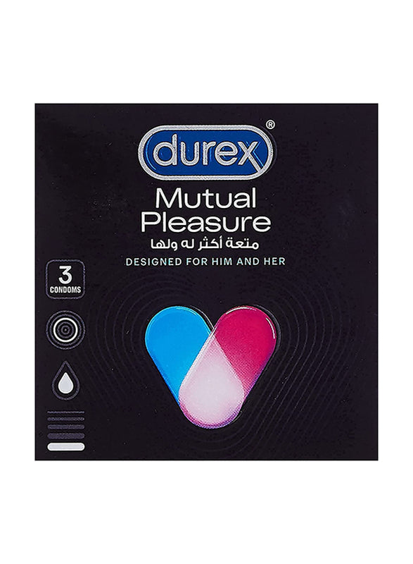 Durex Mutual Pleasure Stimulating Condoms for Men, 3 Pieces