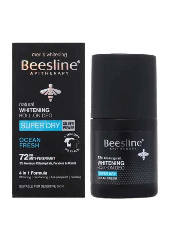 Beesline Whitening Roll On Deodorant - Super Dry Silver Power Ocean Fresh for Men 50 Ml